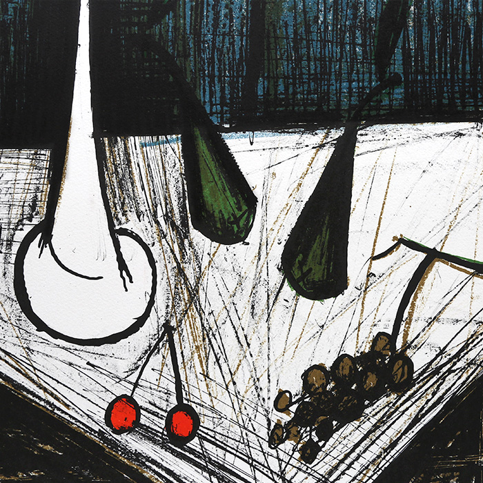Bernard Buffet, "Nature morte aux compotier" ("Still life to the stew"), lithograph in colors on paper, signed and annotated EA, of 1980 - Detail D1