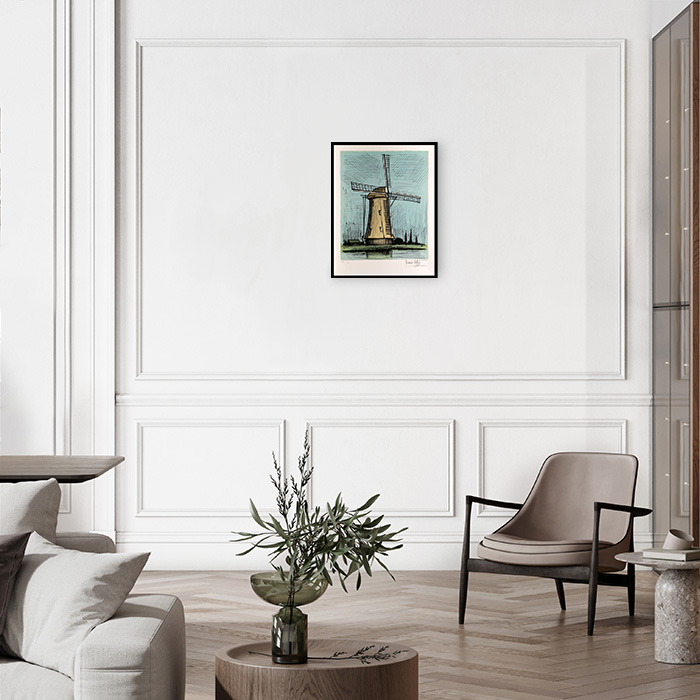 Bernard Buffet (1928-1999), Moulin hollandais - 1985, Lithograph in colors on paper - Detail D4