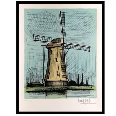 Bernard Buffet (1928-1999), Moulin hollandais - 1985, Lithographie en couleurs sur papier