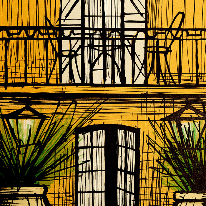 Bernard Buffet, "La terrasse de la Baume", lithograph in colors on paper, signed and annotated EA, of 1987 - Detail D1