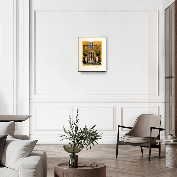 Bernard Buffet (1928-1999), La terrasse de la Baume - 1987, Lithographie en couleurs sur papier - Detail D4