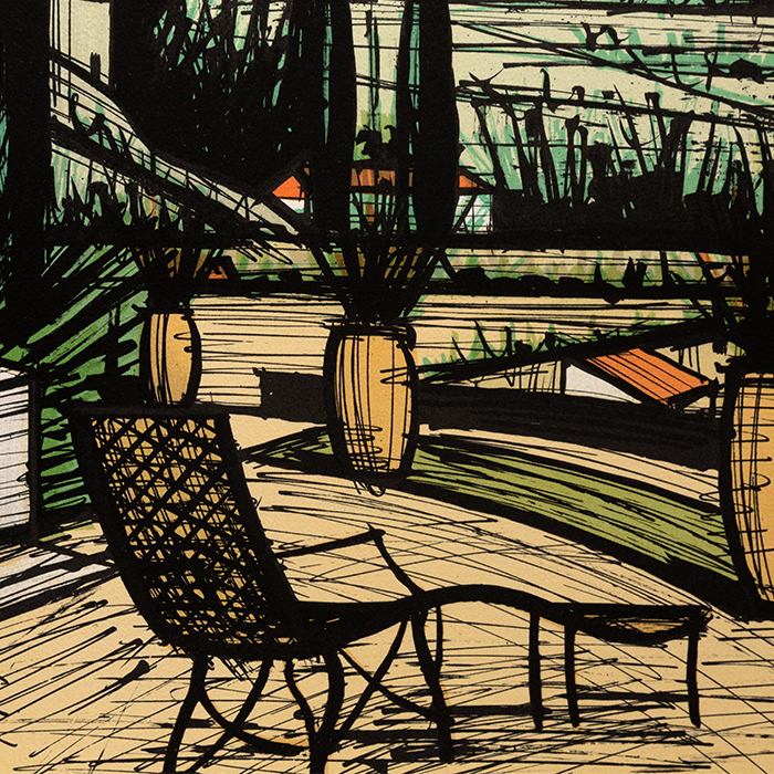 Bernard Buffet, "La fontaine de la Baume", lithograph in colors on paper, signed and annotated EA, of 1987 - Detail D1