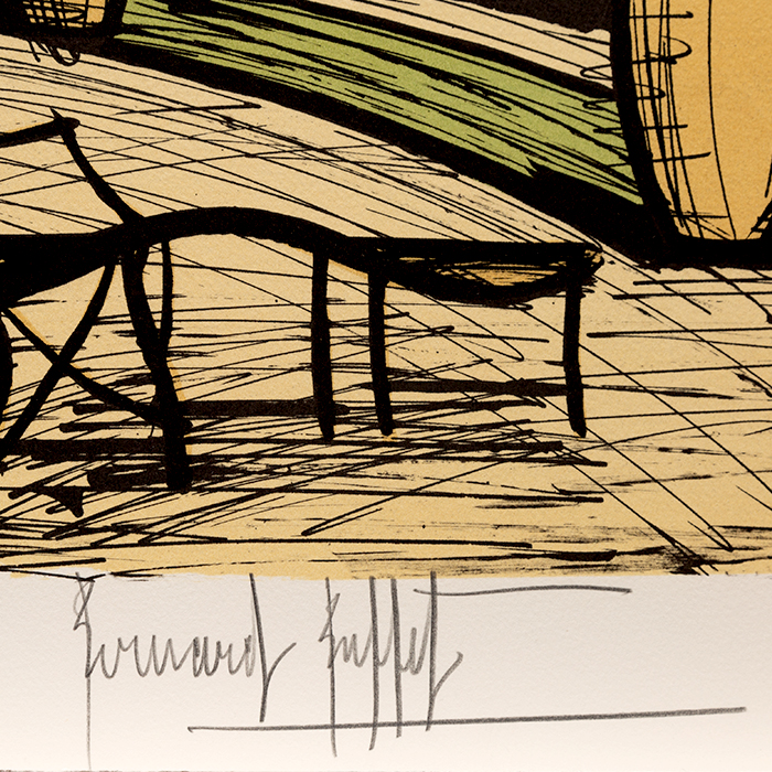Bernard Buffet, "La fontaine de la Baume", lithograph in colors on paper, signed and annotated EA, of 1987 - Detail D2
