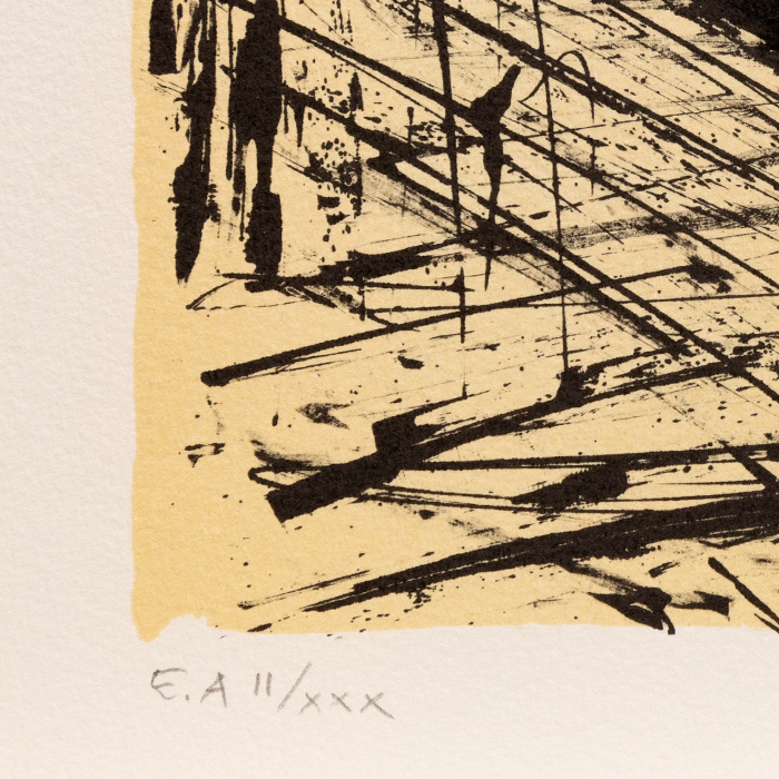 Bernard Buffet, "La fontaine de la Baume", lithograph in colors on paper, signed and annotated EA, of 1987 - Detail D3