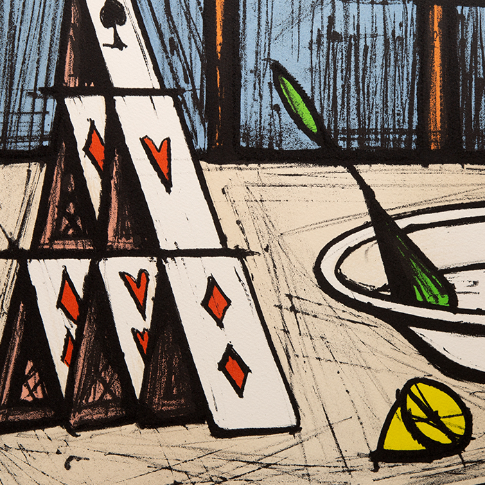 Bernard Buffet (1928-1999), Le jeu de cartes - 1991, Lithographie en couleurs sur papier - Detail D1