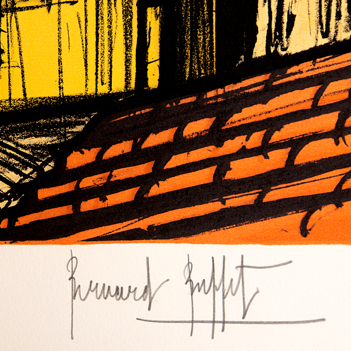 Bernard Buffet, "Saint-Tropez, les toits et la baie", lithograph in colors on paper, signed and annotated EA, of 1991 - Detail D2