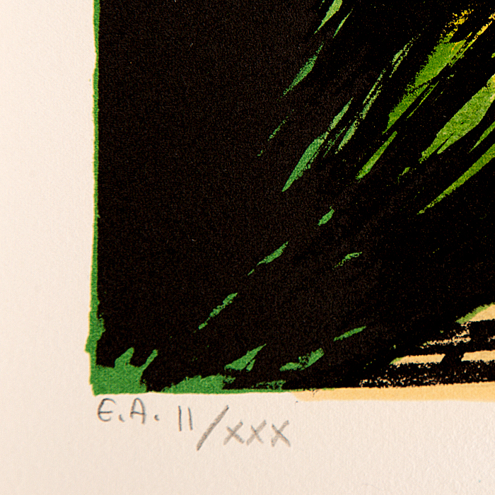 Bernard Buffet, "Saint-Tropez, les toits et la baie", lithograph in colors on paper, signed and annotated EA, of 1991 - Detail D3