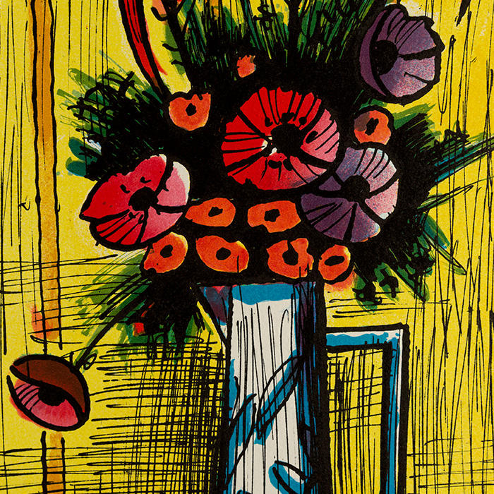 Bernard Buffet (1928-1999), Fleurs dans un pichet II - 1994, Lithograph in colors on paper - Detail D1