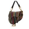 Dior  Saddle handbag  in black leather  and multicolor canvas - 00pp thumbnail