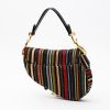 Dior  Saddle handbag  in black leather  and multicolor canvas - Detail D8 thumbnail