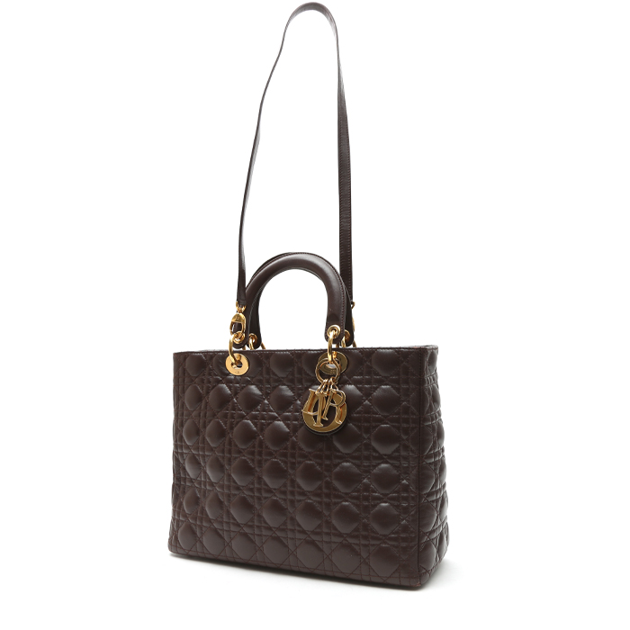 Borsa Dior  Lady Dior in pelle cannage marrone - Detail D2