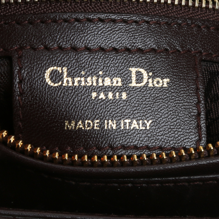 Sac à main Dior  Lady Dior en cuir cannage marron - Detail D4