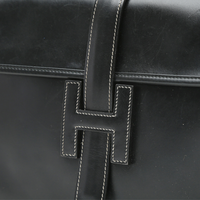 Hermès  Jige pouch  in black box leather - Detail D1