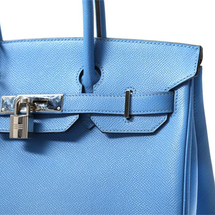 Borsa Hermès  Birkin 30 cm in pelle Epsom blu - Detail D1
