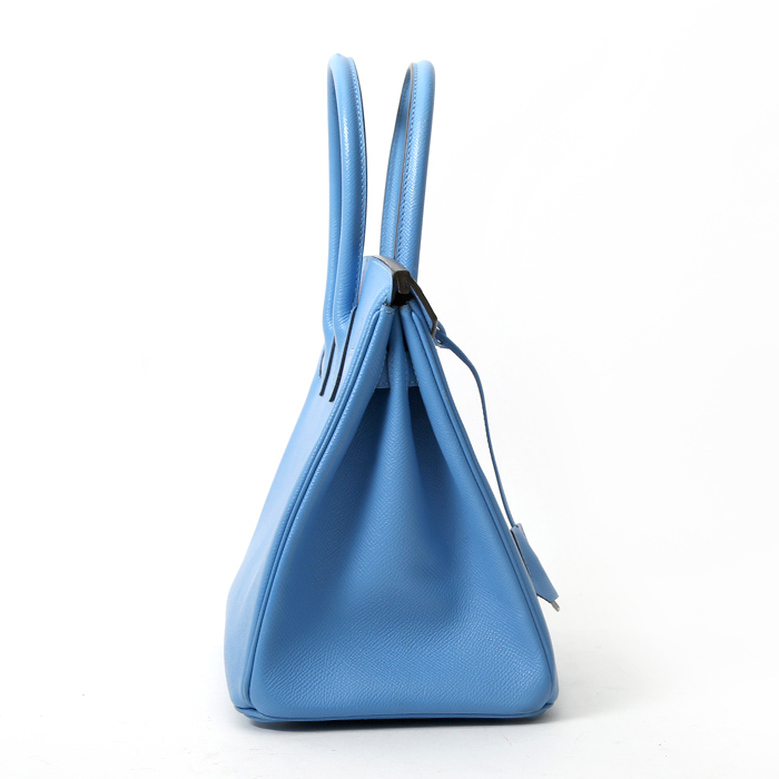 Sac à main Hermès  Birkin 30 cm en cuir epsom bleu - Detail D6