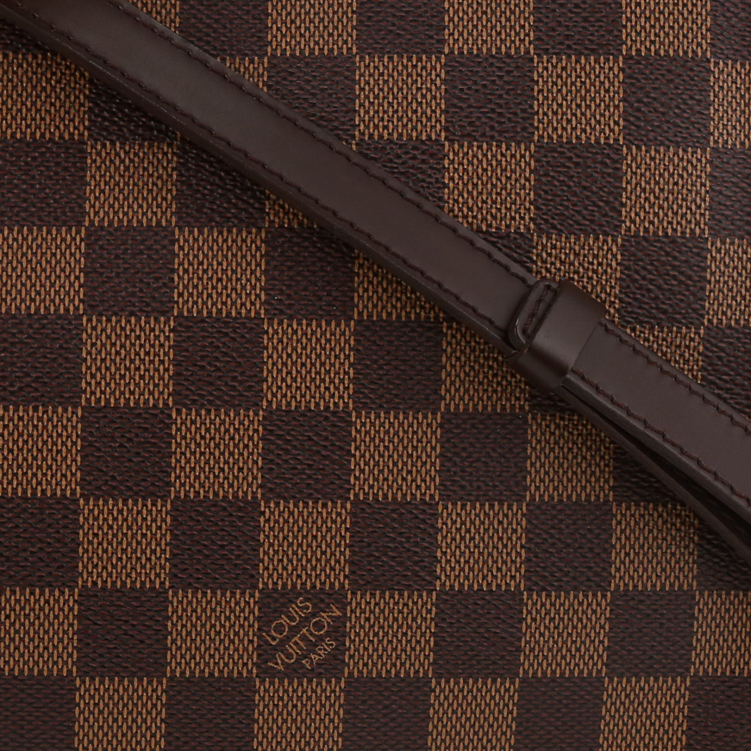 Bolso bandolera Louis Vuitton  Musette en lona a cuadros ébano y cuero marrón - Detail D1