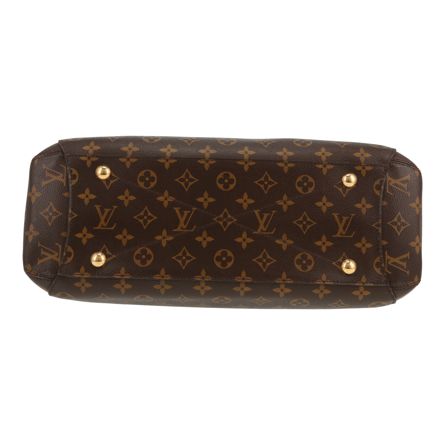 Sac à main Louis Vuitton  Montaigne en toile monogram enduite marron et cuir naturel - Detail D1