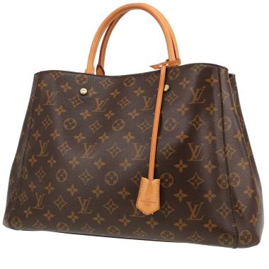 Louis Vuitton  Montaigne handbag  in brown monogram canvas  and natural leather