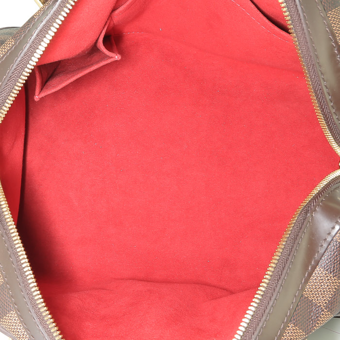 Bolso de mano Louis Vuitton  Berkeley en lona a cuadros ébano y cuero marrón - Detail D2