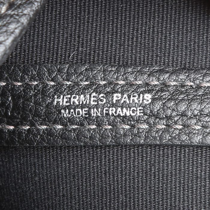 Sac cabas Hermès Garden Party en toile noire et cuir noir - Detail D4