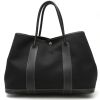 Hermès  Garden Party shopping bag  in black canvas  and black leather - Detail D8 thumbnail