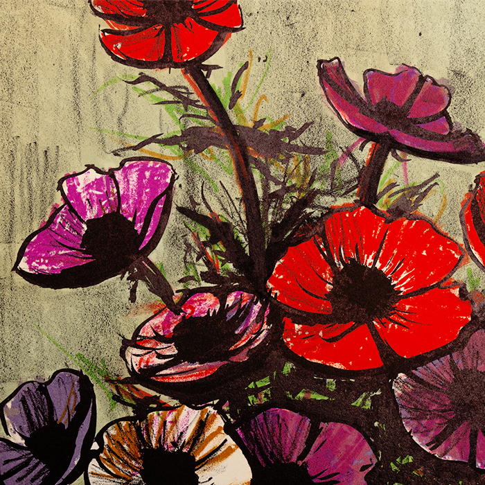 Bernard Buffet (1928-1999), Anémones - 1976, Lithographie en couleurs sur papier - Detail D1