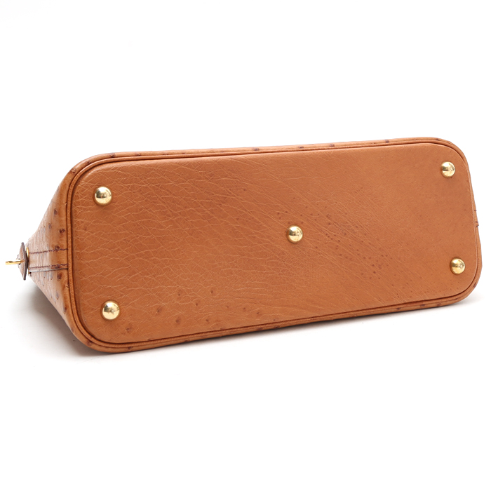 Bolso de mano Hermès  Bolide 31 cm en avestruz color oro - Detail D5