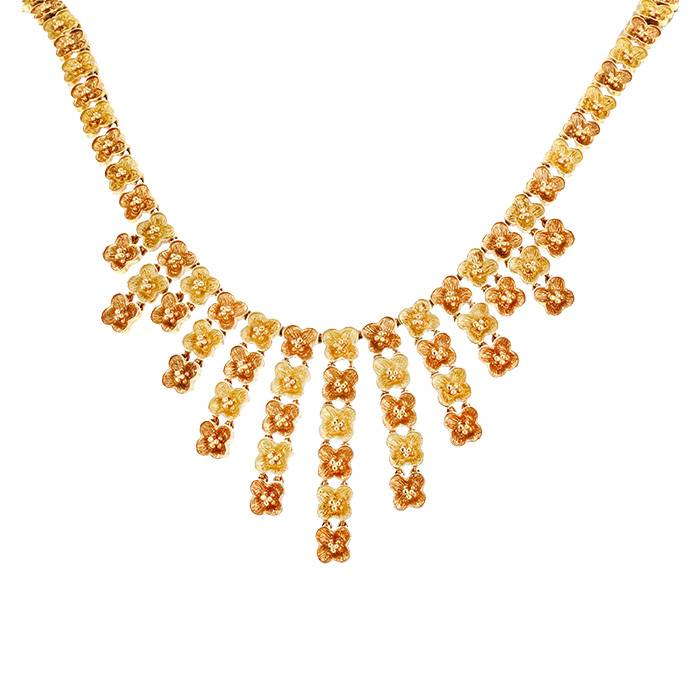 Collier Vintage Or 18 Carats Pierres Grenat - 7,10 Carats - Poire