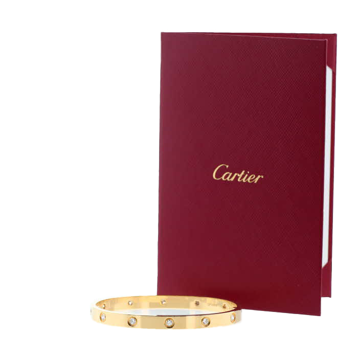 Cartier Love 10 diamants bracelet in yellow gold and diamonds, size 19 - Detail D2