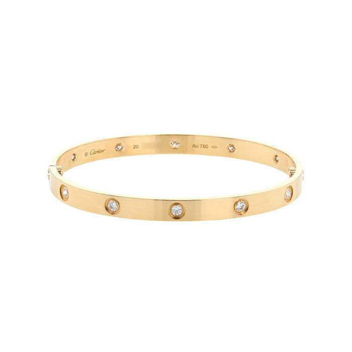 bracelet cartier love 10 diamants en or jaune et diamants