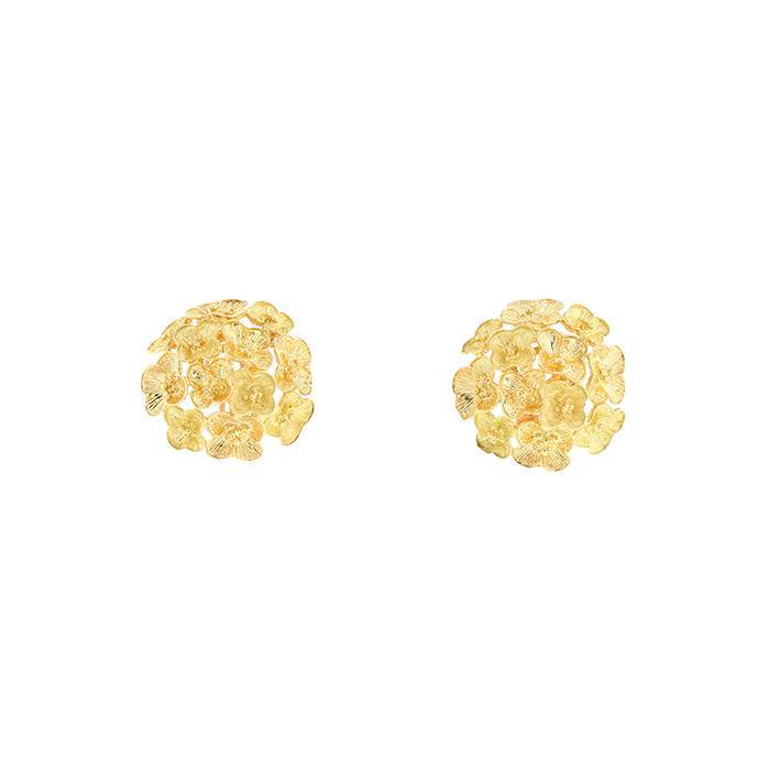 Paire de clips d'oreilles Hortensia Vintage  en or jaune - 00pp