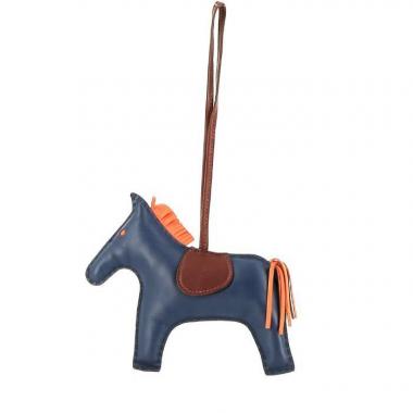 Bolsa accesorio Hermès Rodeo en cuero tricolor azul marino marrón y naranja