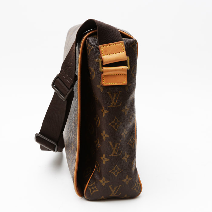 Borsa a tracolla Louis Vuitton Abbesses in tela monogram marrone e pelle naturale - Detail D5
