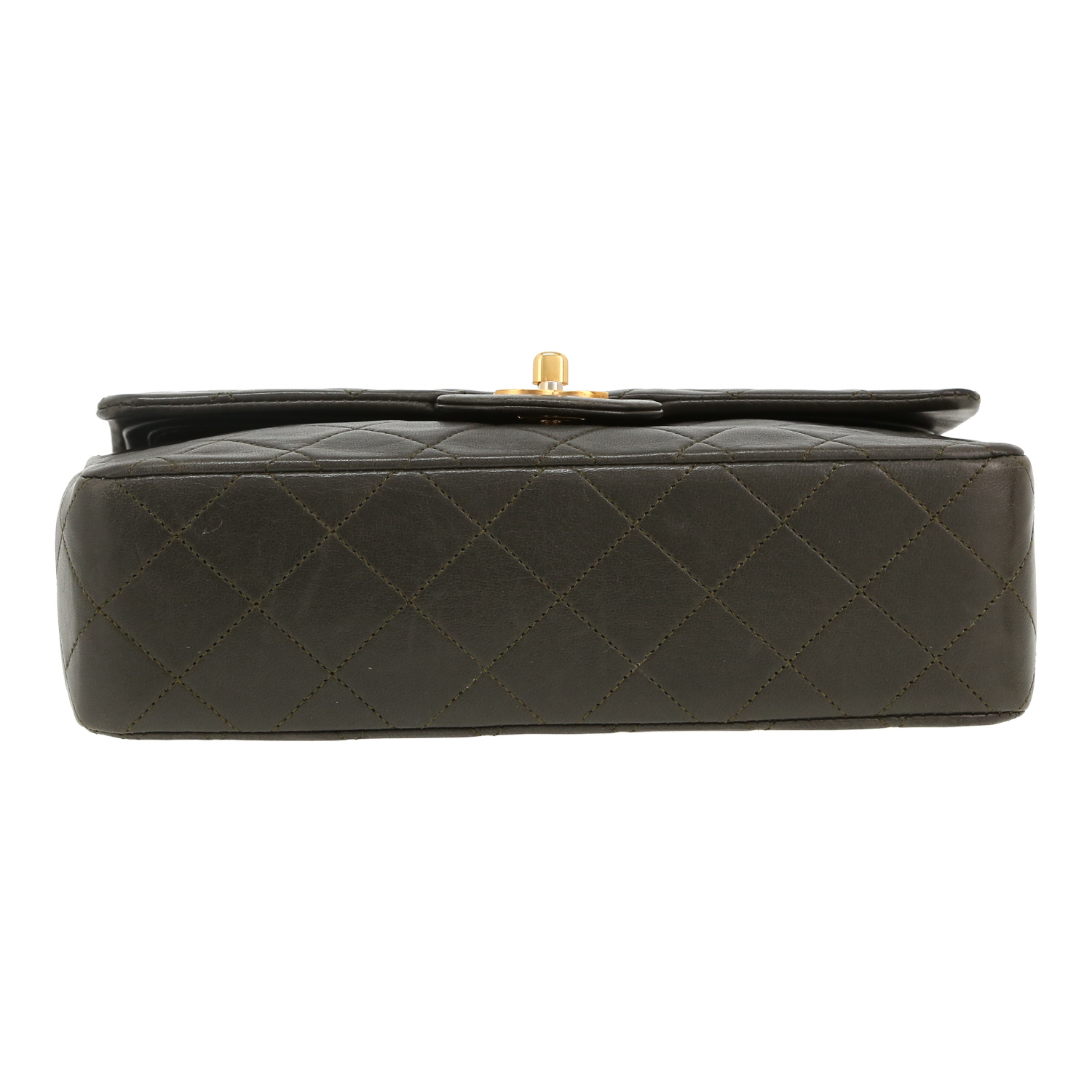 Chanel  Timeless Petit handbag  in khaki quilted leather - Detail D1