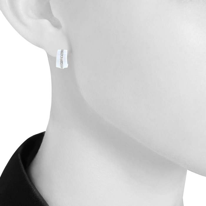 Chanel Ultra earrings in white gold, ceramic and diamonds - Detail D1