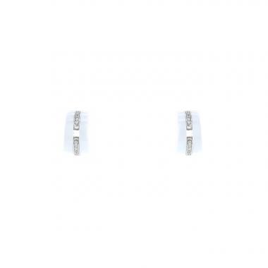 Orecchini Chanel Ultra in oro bianco, ceramica bianco e diamanti