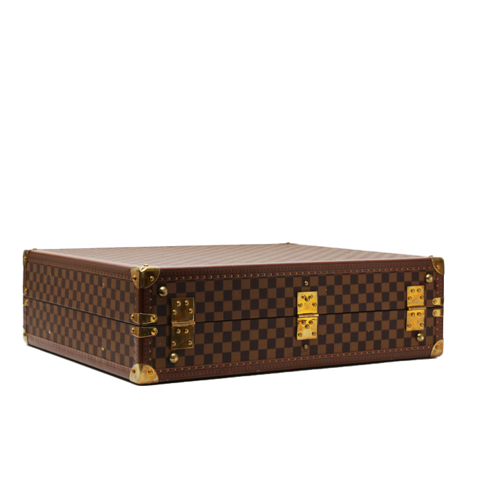 Maleta Louis Vuitton Valise en lona a cuadros ébano y cuero natural - Detail D5