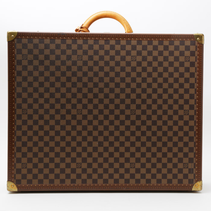 Louis Vuitton Valise suitcase in ebene damier canvas and natural leather - Detail D8