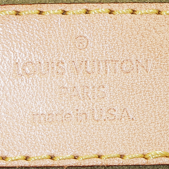 Sac à main Louis Vuitton Pleaty en toile denim monogrammée verte et cuir naturel - Detail D3