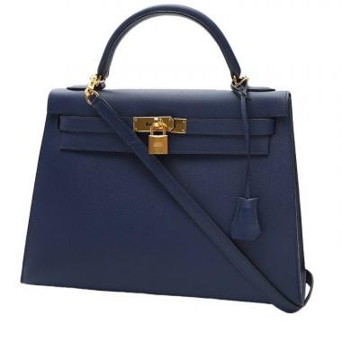 Hermès - Authenticated Double Sens Handbag - Leather Blue For Woman, Very Good condition