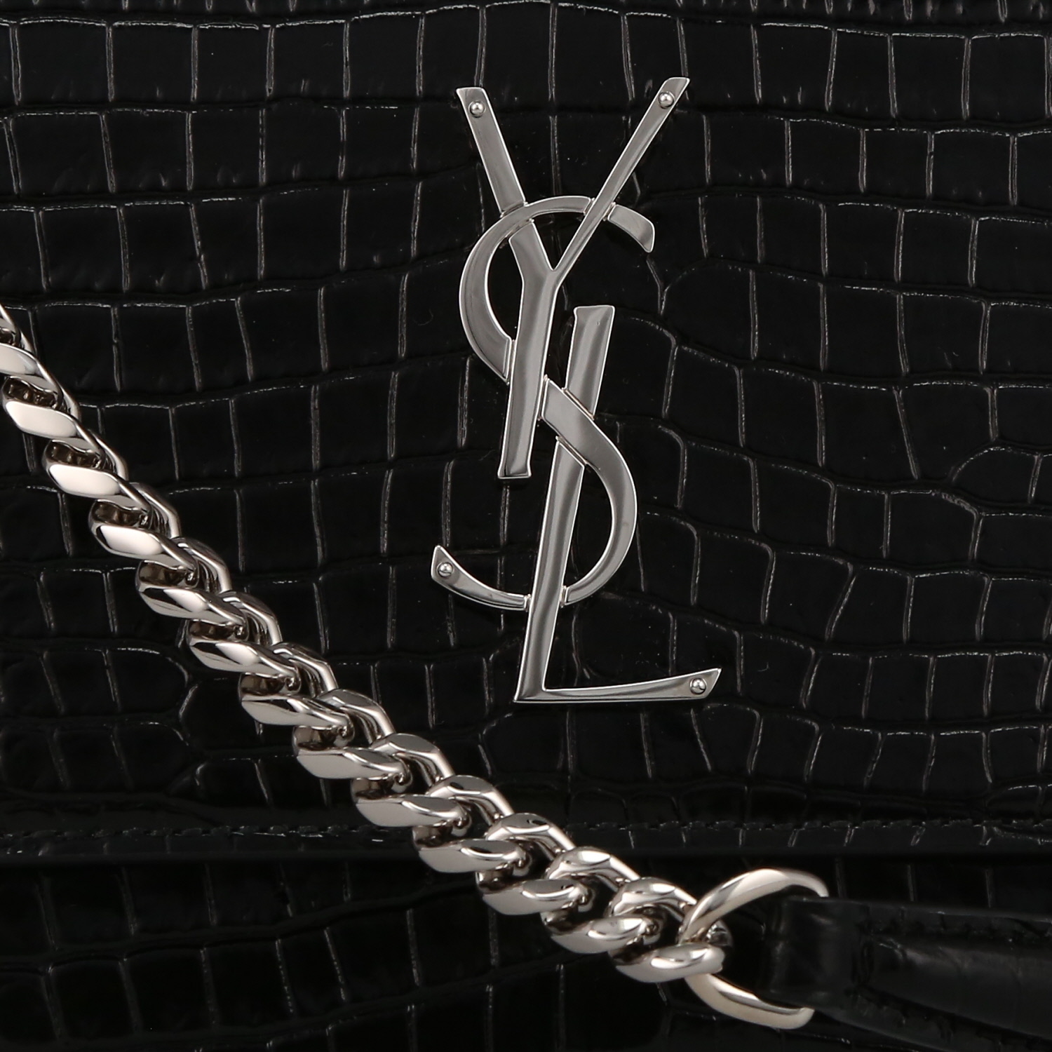 Saint Laurent  Sunset medium model  shoulder bag  in black leather - Detail D1