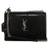 Saint Laurent  Sunset medium model  shoulder bag  in black leather - Detail D2 thumbnail