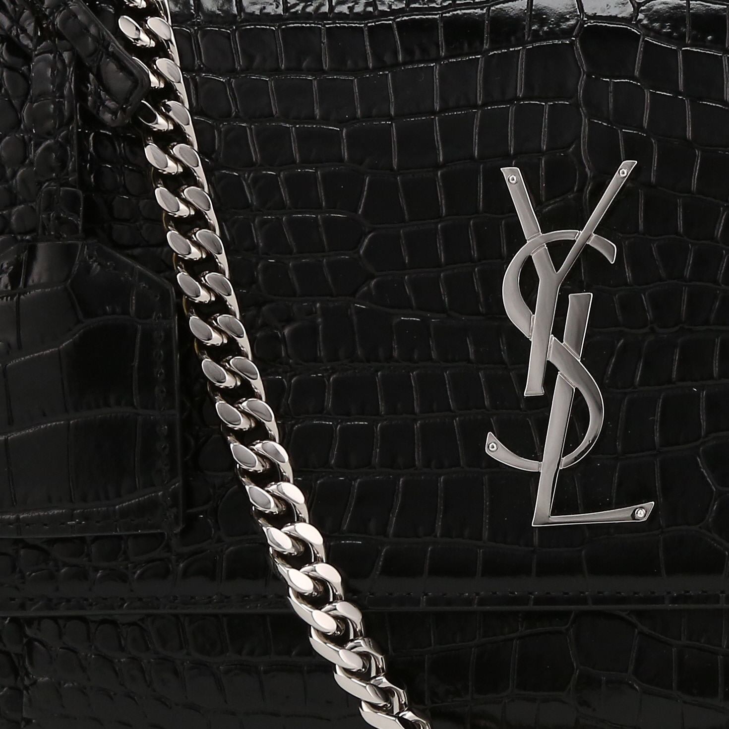 Borsa a tracolla Saint Laurent  Sunset modello medio  in pelle nera - Detail D1