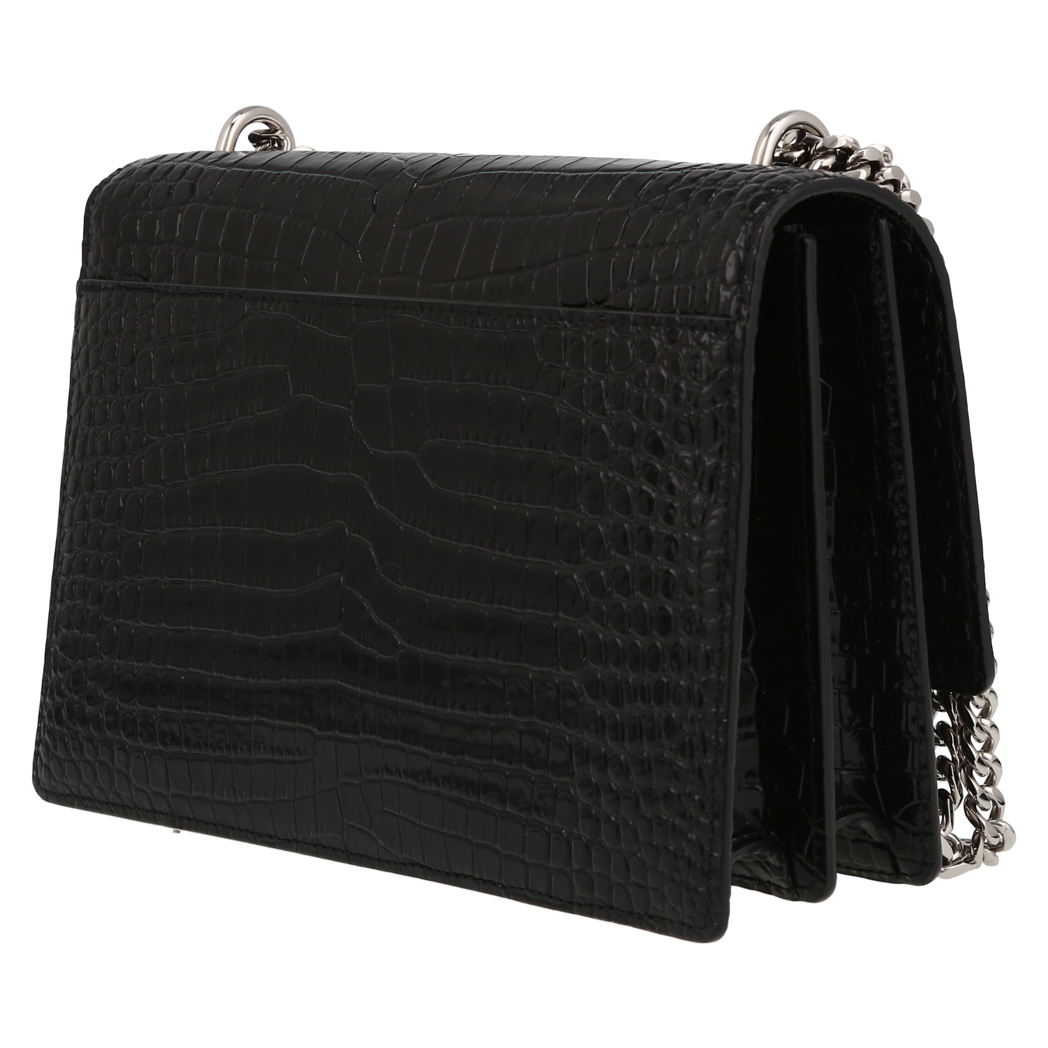 Saint Laurent  Sunset medium model  shoulder bag  in black leather - Detail D5