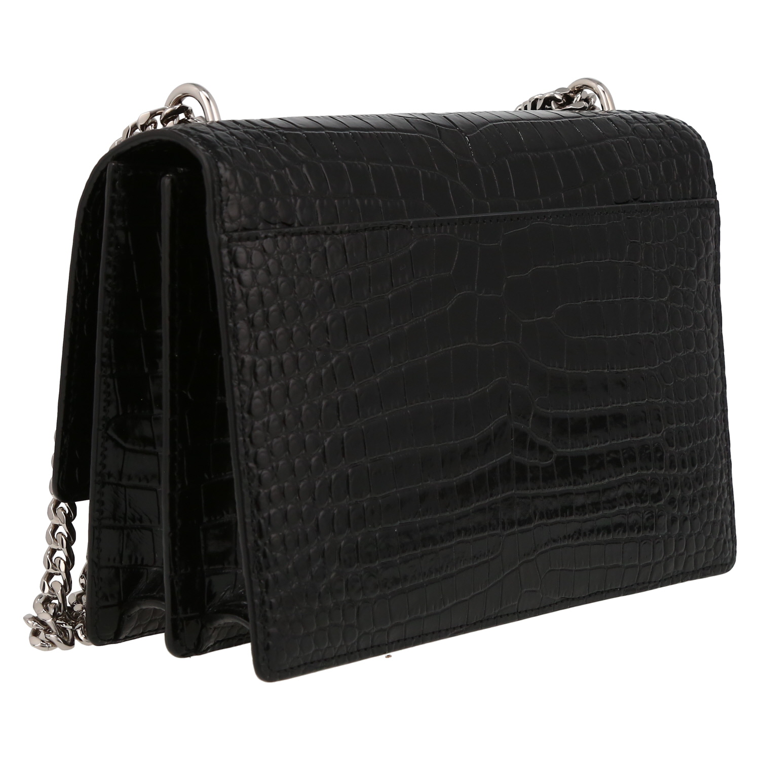 Saint Laurent  Sunset medium model  shoulder bag  in black leather - Detail D6