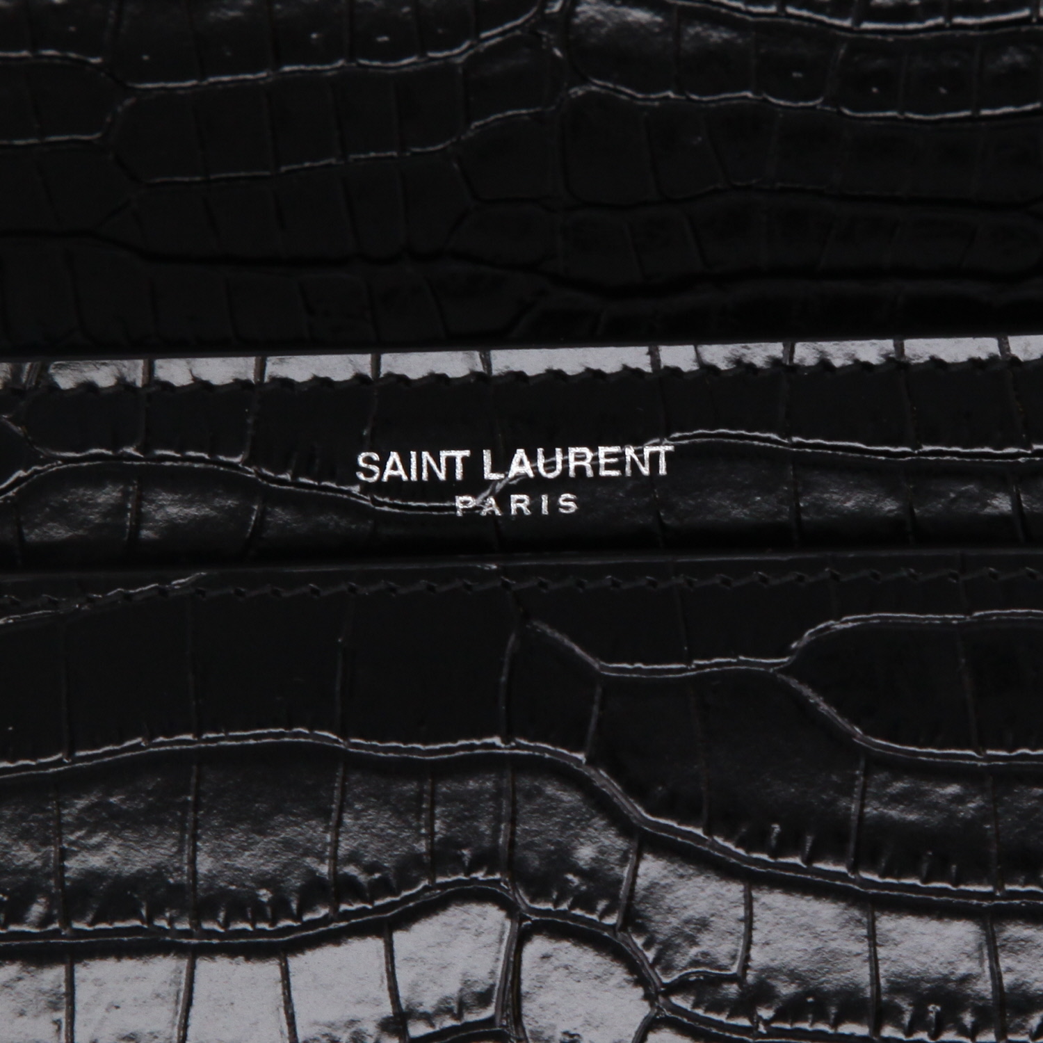 Sac bandoulière Saint Laurent  Sunset moyen modèle  en cuir noir - Detail D9
