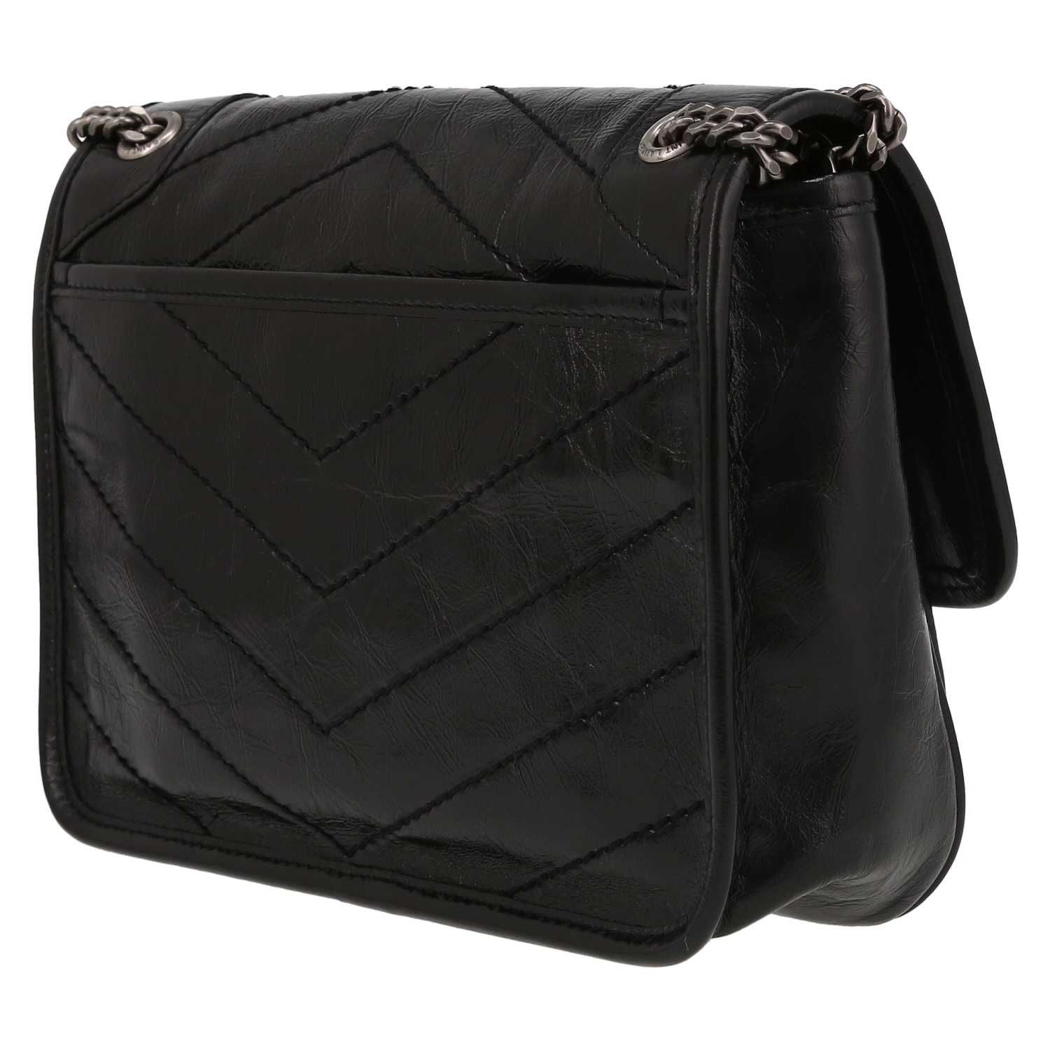 Sac bandoulière Saint Laurent  Niki Baby en cuir noir - Detail D5