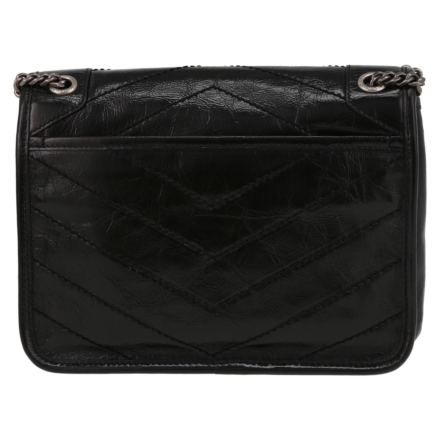 Borsa a tracolla Saint Laurent  Niki Baby in pelle nera - Detail D7