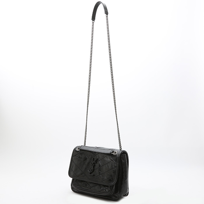 Sac bandoulière Saint Laurent Niki Baby en cuir noir - Detail D2