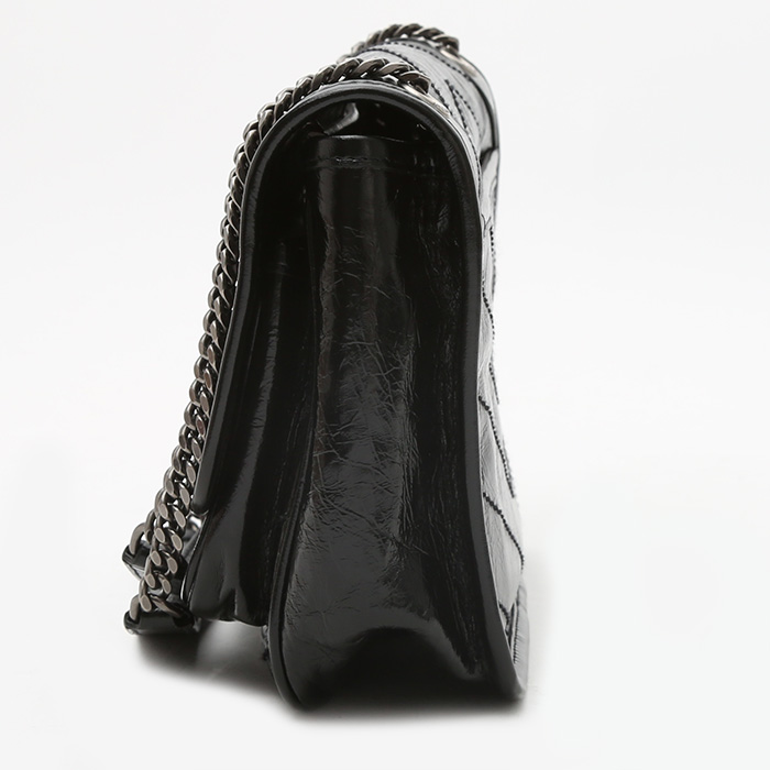 Sac bandoulière Saint Laurent Niki Baby en cuir noir - Detail D6